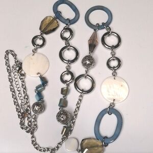 Lia Sophia Necklace Mother Of Pearl Blue Cable Chain Victoria Coastal Grandma